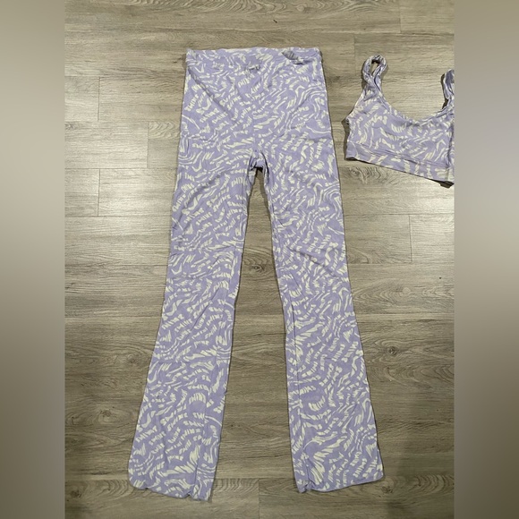 SKIMS Summer Mesh Set 2PC Lilac Swirl Semi-Sheer Brand Printed Pant Set L/XL - Picture 4 of 7
